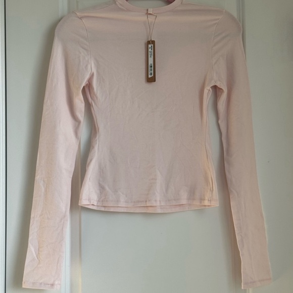 SKIMS Cotton Jersey Long Sleeve Shirt in Barely Pink New Small - Picture 4 of 4